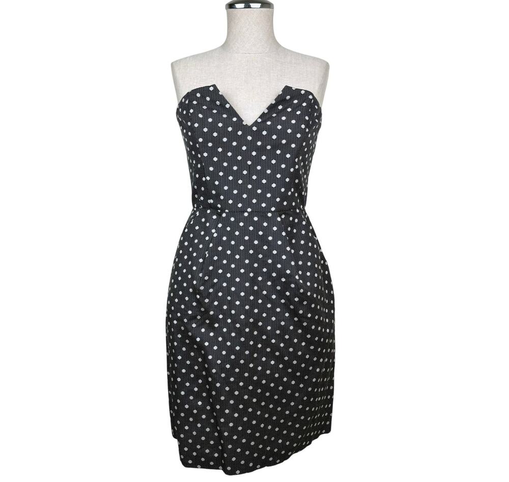Alice by Temperley Silk Cotton Polka Dot Geo Mini Dress Black White Size 8 NWT